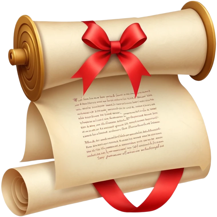 scroll or rolled-up invitation with a red ribbon emoji
