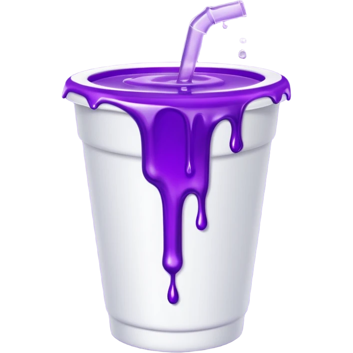 sytrofoam cup with a thick purple liquid dripping emoji
