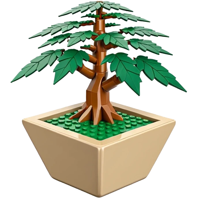 Lego small bonsai pot trident maple marijuana with triangular angular faceted asymmetrical original shaped body  emoji