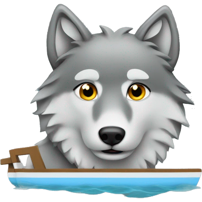 gray wolf in a pontoon emoji