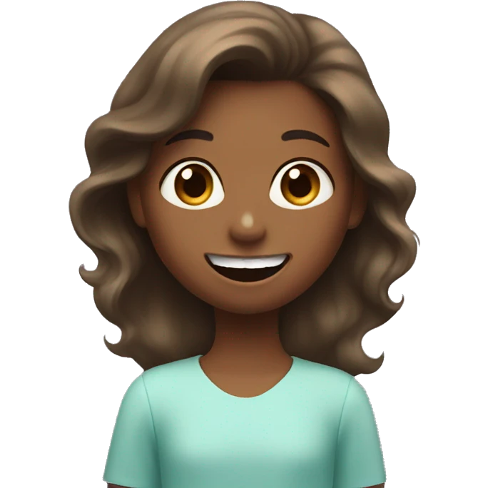 a little girl with brown hair and brown skin brushing teeth emoji