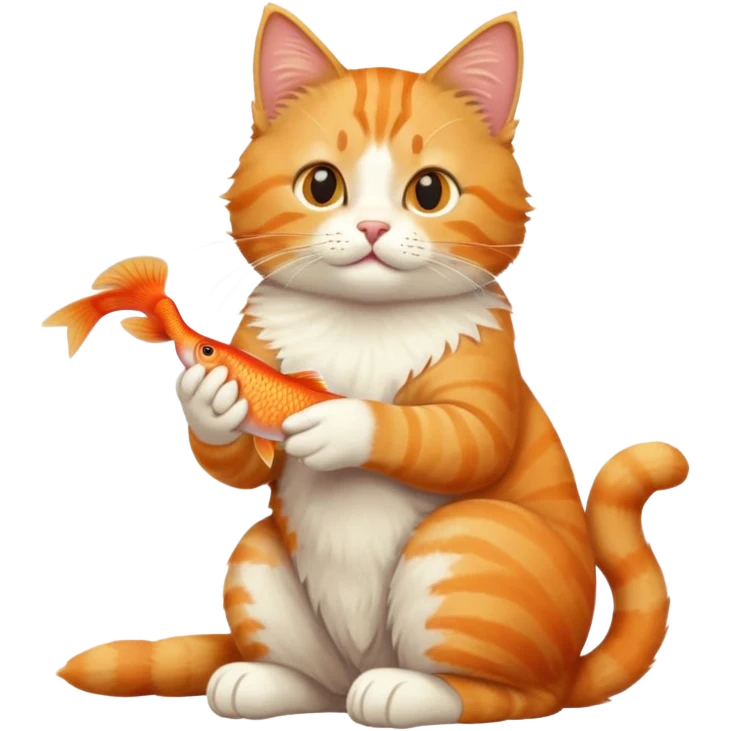 cat full body sitting eating a fish emoji