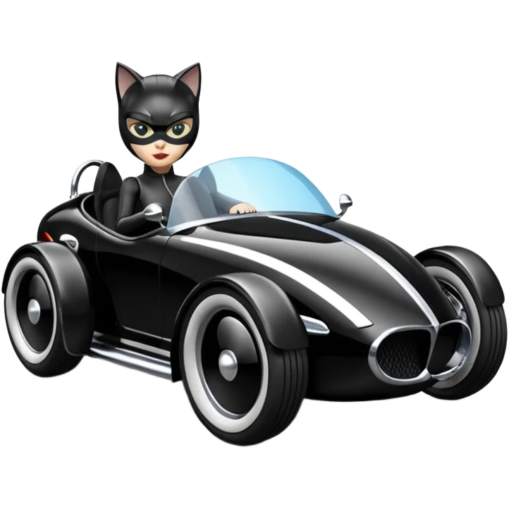 Hot rod Cat Woman’s sporty futuristic pursuit mobile two seater car  emoji