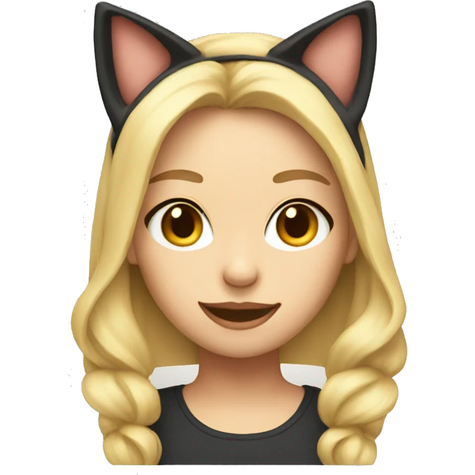 Blonde Girl with cat ear hat on emoji