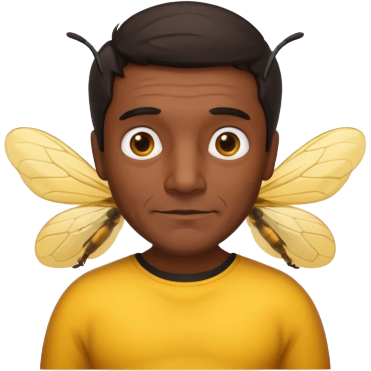 cabeza de señor mexicano, viejo, agregale un cuerpo de abeja, el pelo del señor hazlo oscuro,haz que el cuerpo sea de abeja y la acabeza del señor, cuerpo de abeja real emoji
