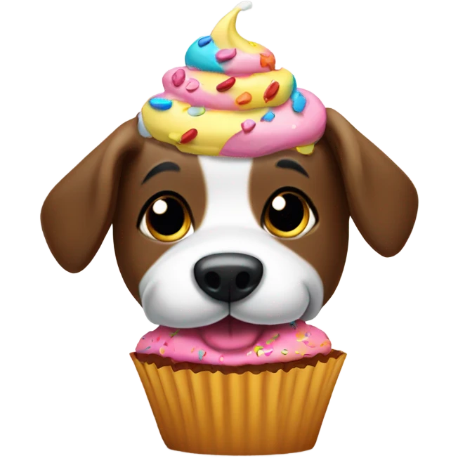dog eating a cupcake emoji