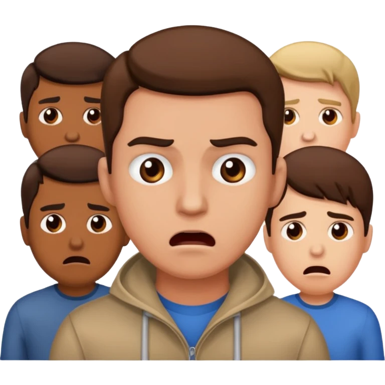 Defeated with people yelling behind him  emoji