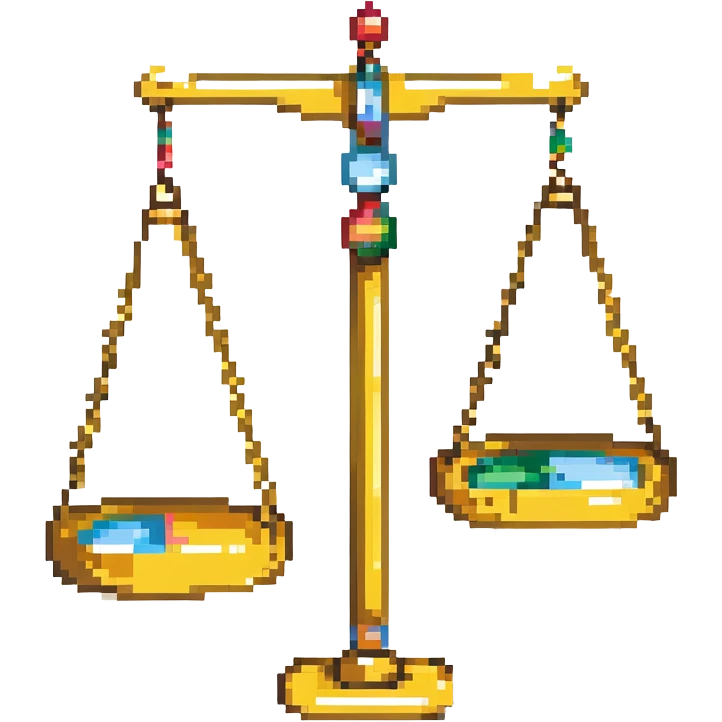 imbalance scale, pixel art style, one side higher, gold emoji