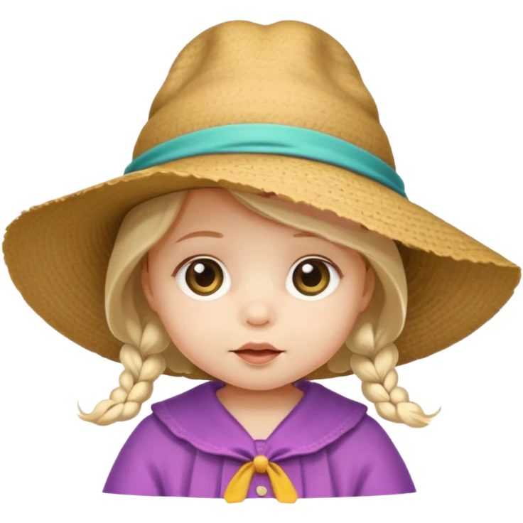 Tiny baby wearing a big hat bigger than the whole baby  emoji