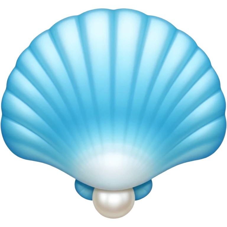 Light blue shell emoji, pearl texture, soft gradient, smooth curves, glossy finish emoji