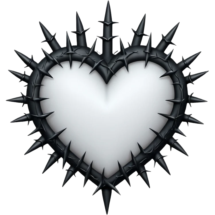 white goth heart with black thorns, dramatic emoji