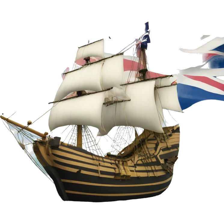 mayflower ship with the Grand Union Flag emoji