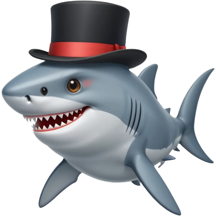 Shark with a top hat emoji
