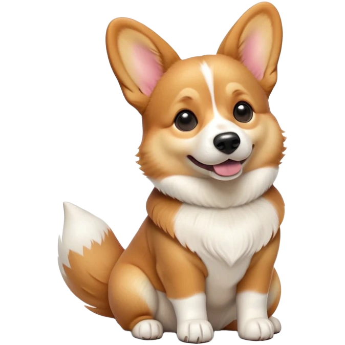 cinematic-[corgi dog]-realistic-full-body-sitting-emoji,-tail-resting-loosely-beside-its-paws,-head-tilted-dramatically,-sleek-[corgi]-fur,-simplified-yet-realistic-focused-features,-highly-detailed,-glowing-with-an-almost-sarcastic-glow emoji
