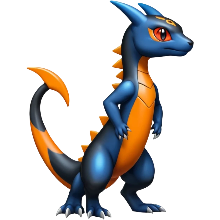 Cute Shiny Guilmon-Salandit-Umbreon-Fakémon-hybrid-creature (full body)  emoji