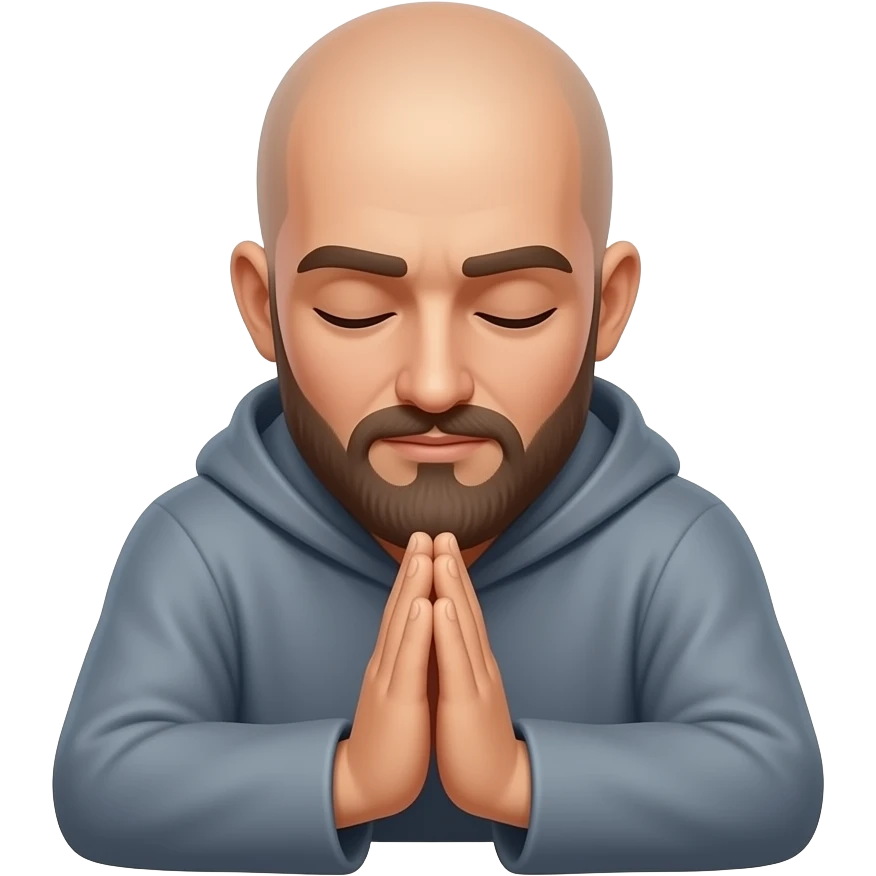 bald man goatee prostrate in prayer emoji
