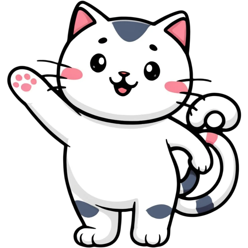 cartoon cat waving emoji