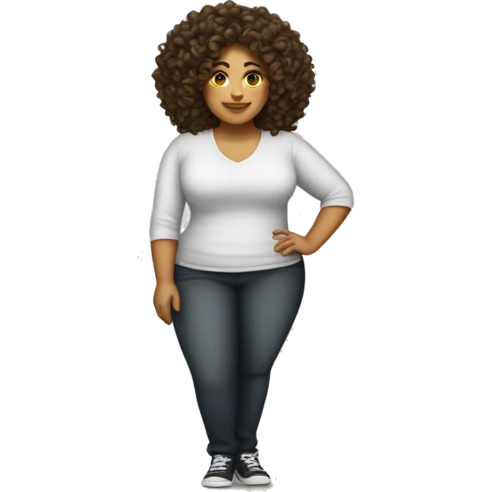 Plus size Latina curly headed woman emoji