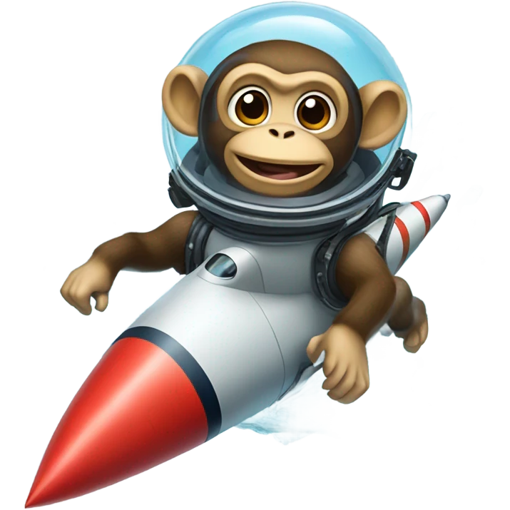 Monkey controlling rocket ship flying underwater emoji