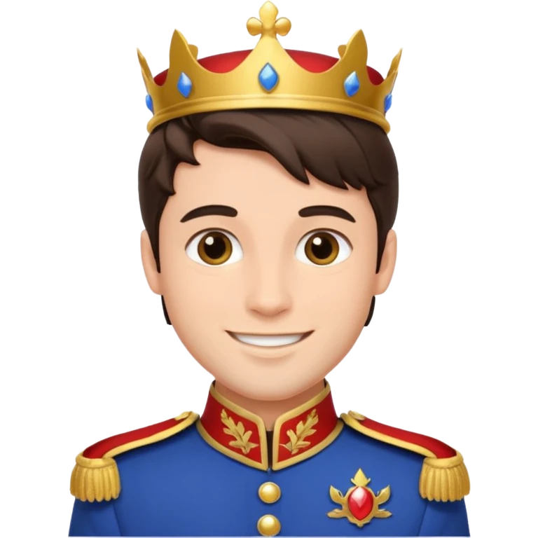 handsome brunette male prince with royal uniform emoji