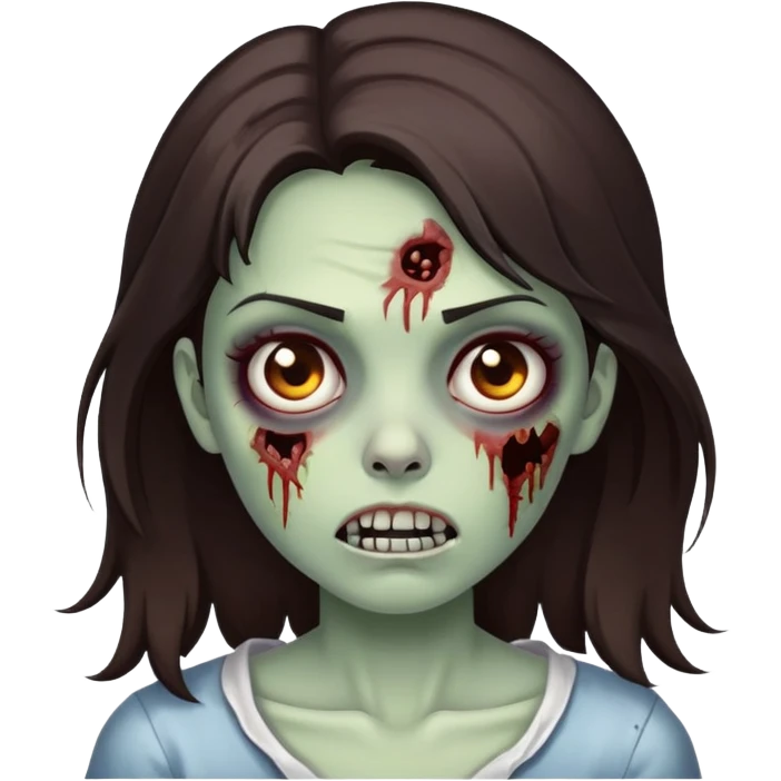 Zombie girl with dark brown hair emoji