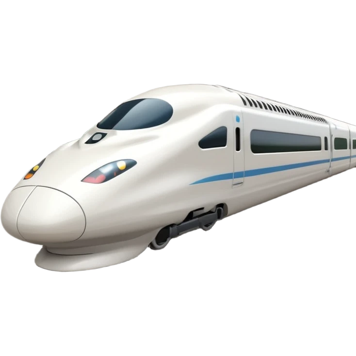 A 3D cartoon sleek white bullet train on tracks, high-speed motion blur, clean lighting, Memoji-style realism. emoji