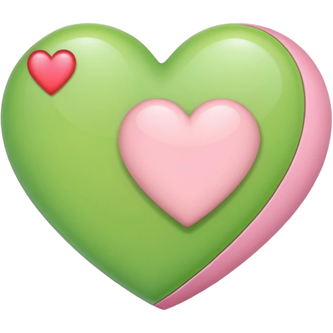 A half light green half light pink heart emoji