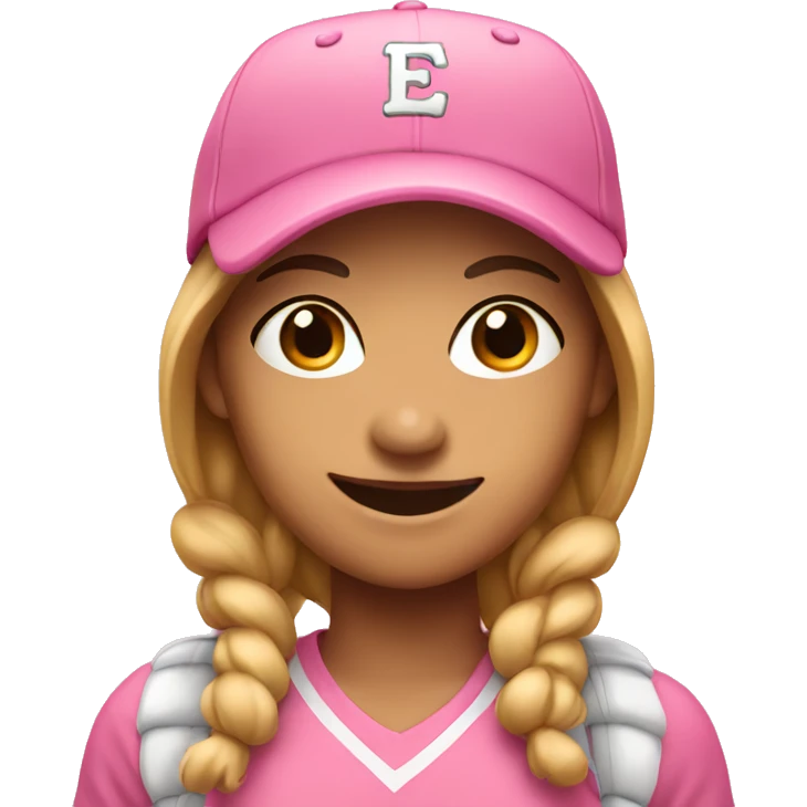smiling girl in baseball pink cap emoji