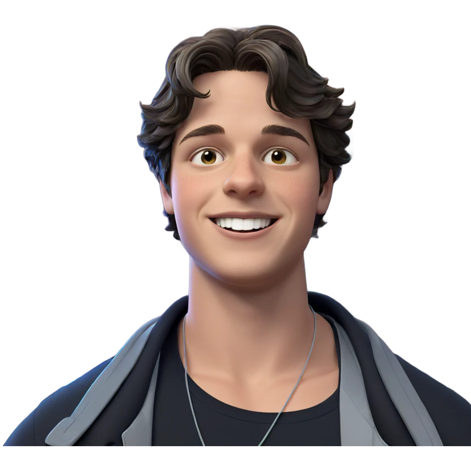 smiling boy in black shirt emoji