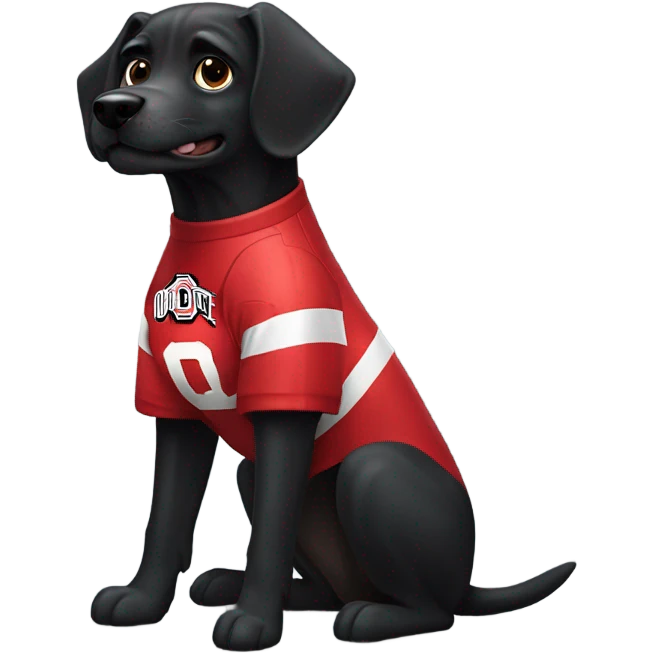 Black dog wearing Ohio state football jersey emoji