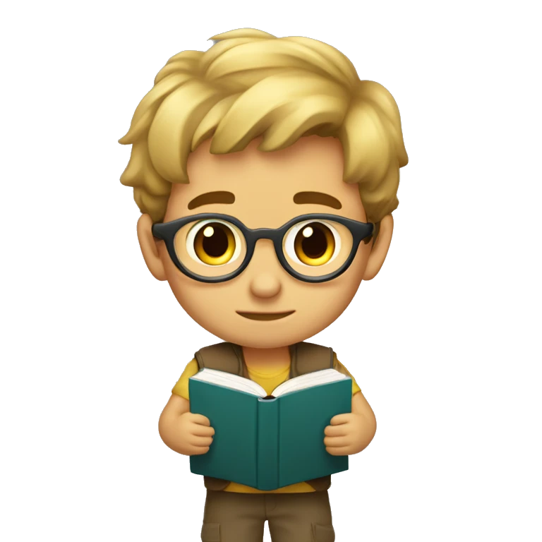 Niño rubio con pelo de libro muy fuerte emoji