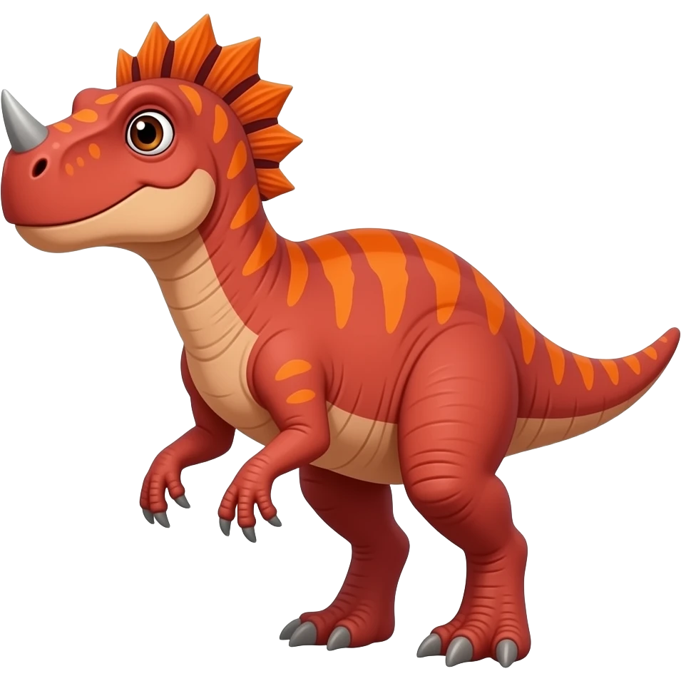 Un dinosaurio concavenator rojo con patrones naranja oscuro emoji