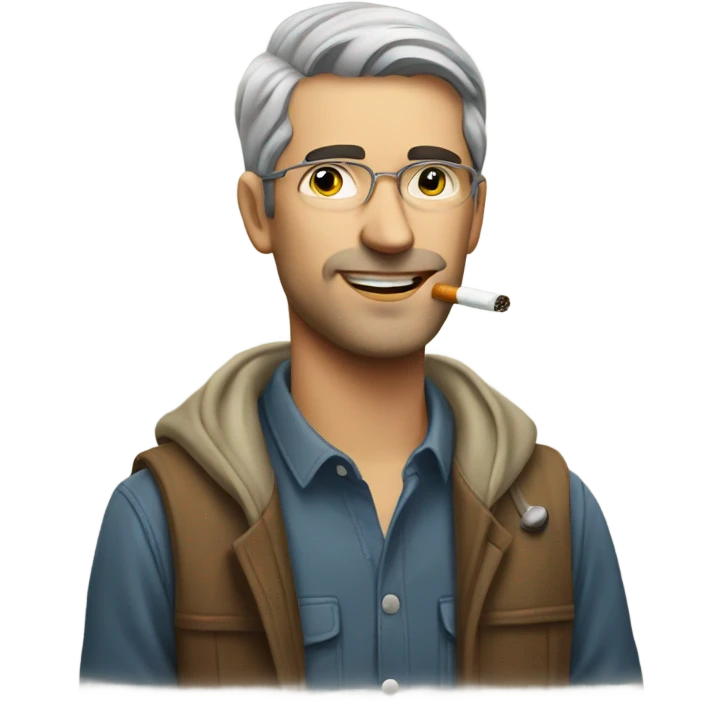 casual indoor portrait of man cigarette emoji