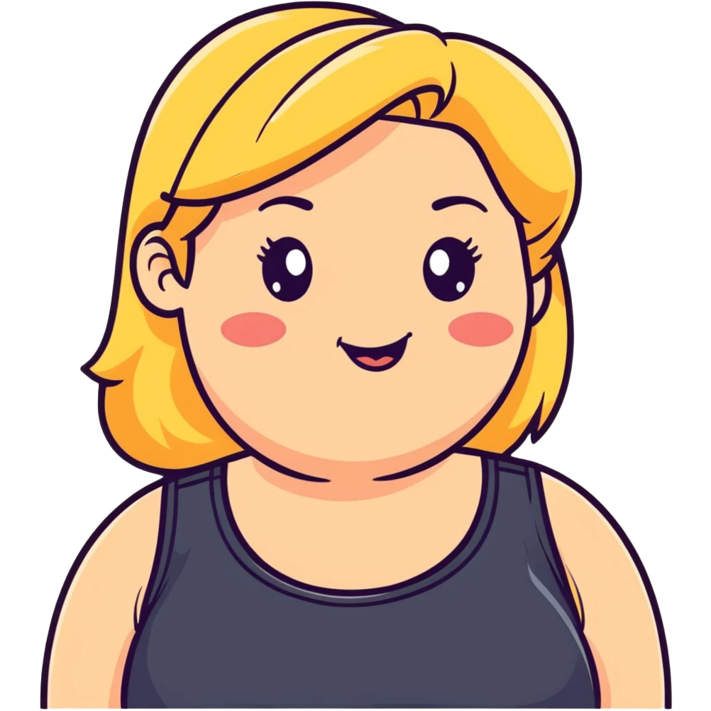 blonde plus size girl with happy expression emoji