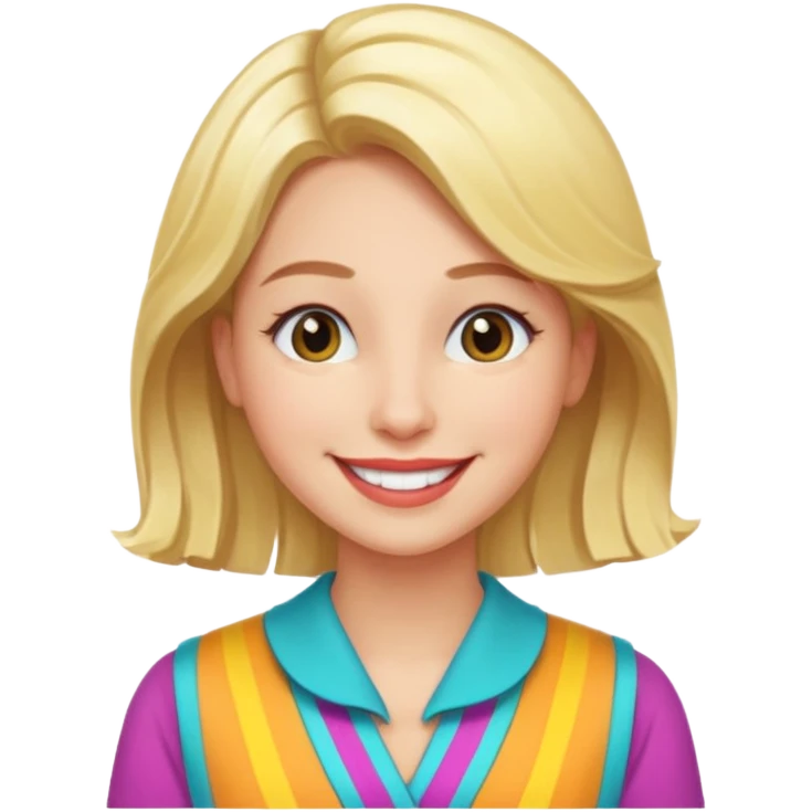 Illustrate Enid Sinclair with blonde hair, colorful outfit & cheerful smile. emoji