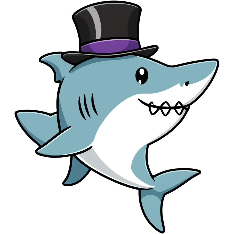 Shark with a top hat emoji