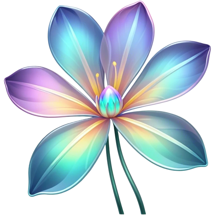 Dark Pastel iridescent transparent bio-luminescent flower with thin glossy glass petals without stem emoji