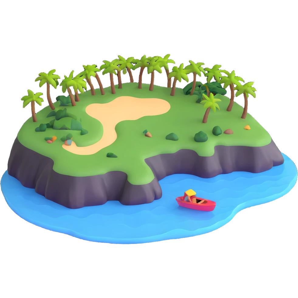 SimDay Bay near a lush island in the Pacific Ocean emoji