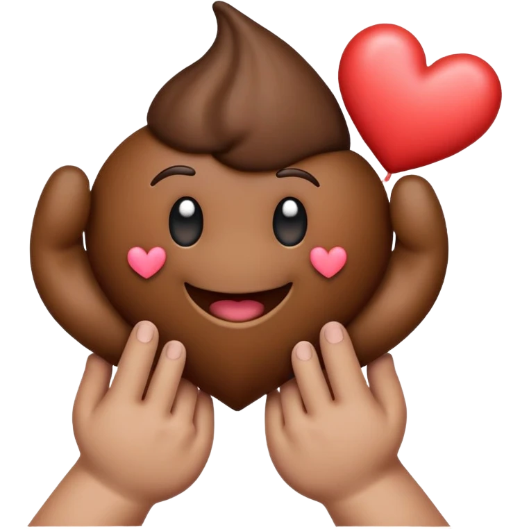 poop emoji with hands holding a heart emoji