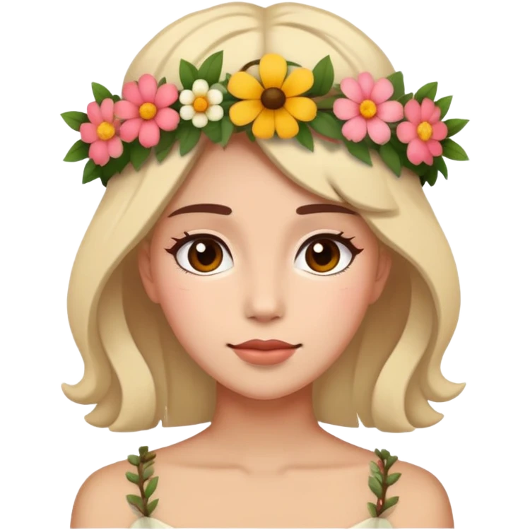 nữ, đầu cài vòng hoa emoji