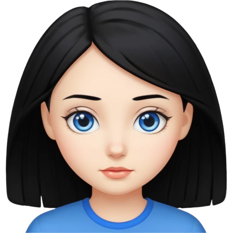 fille cheveux noir yeux bleu emoji