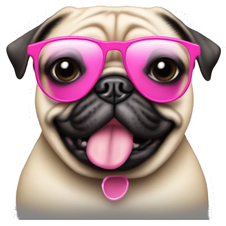 Pug wearing pink sunglasses  emoji