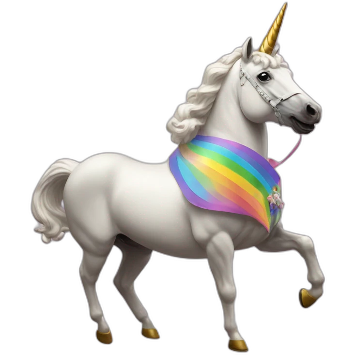 Hyperrealist Francisco franco in a unicorn lgtbi emoji