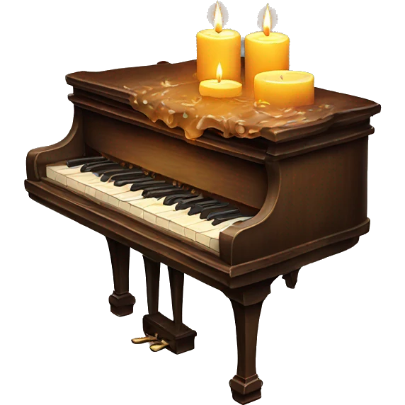 vintage piano with melted candles on top emoji