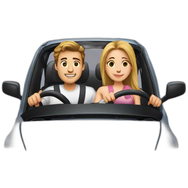 boyfriend driving and girlfriend in car  emoji