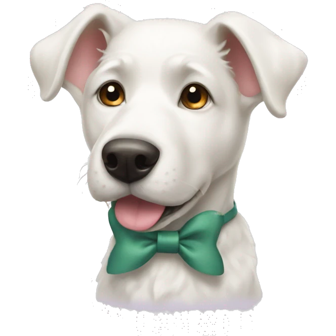 White dog with bow emoji
