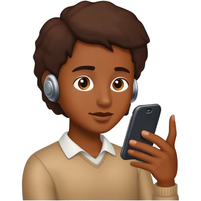 Una persona morena usando el celular emoji