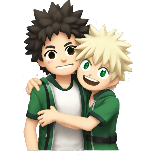 Bakugo Katuski and izuku midorya hugging emoji