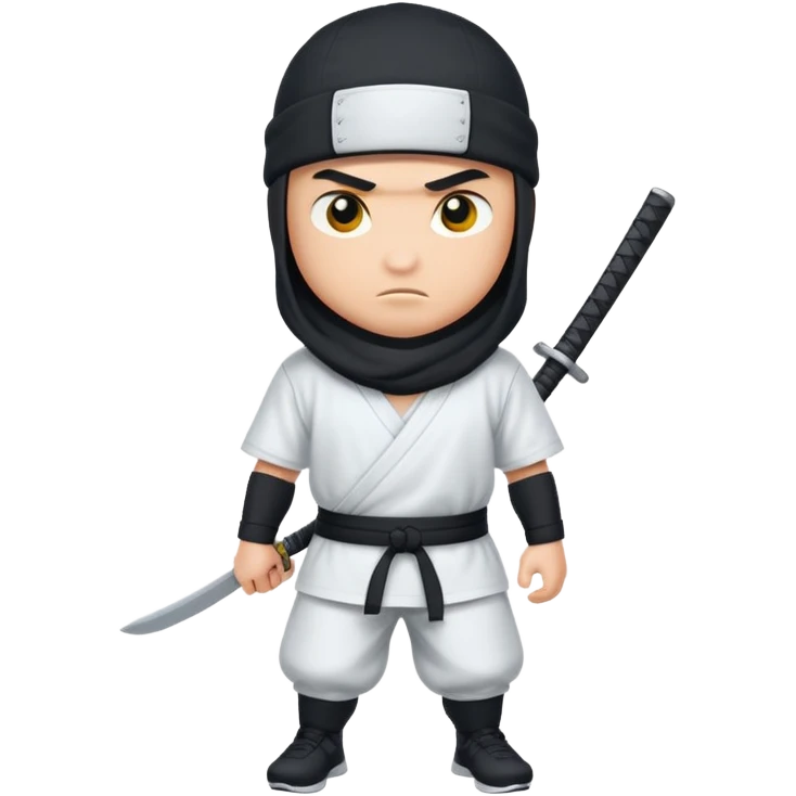 A ninja wearing a white Nike shirt, a black Nike cap, emoji