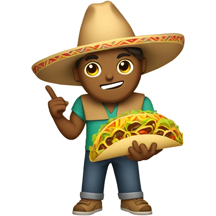 Tan guy with sombrero holding a taco emoji